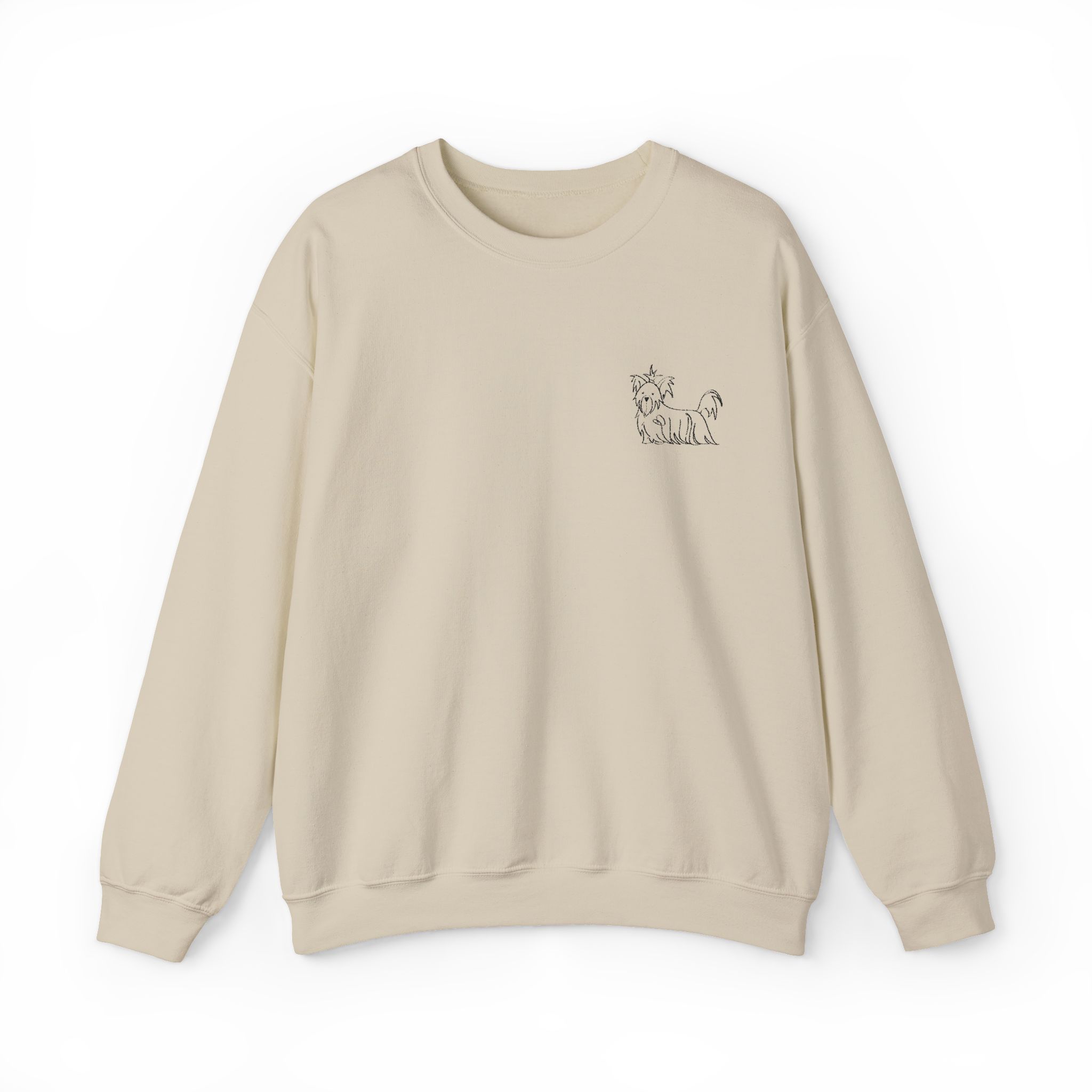 Embroidered Line Art Yorkshire Terrier Sweatshirt